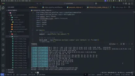 RocketReels video generation pipeline interface showing automated content creation